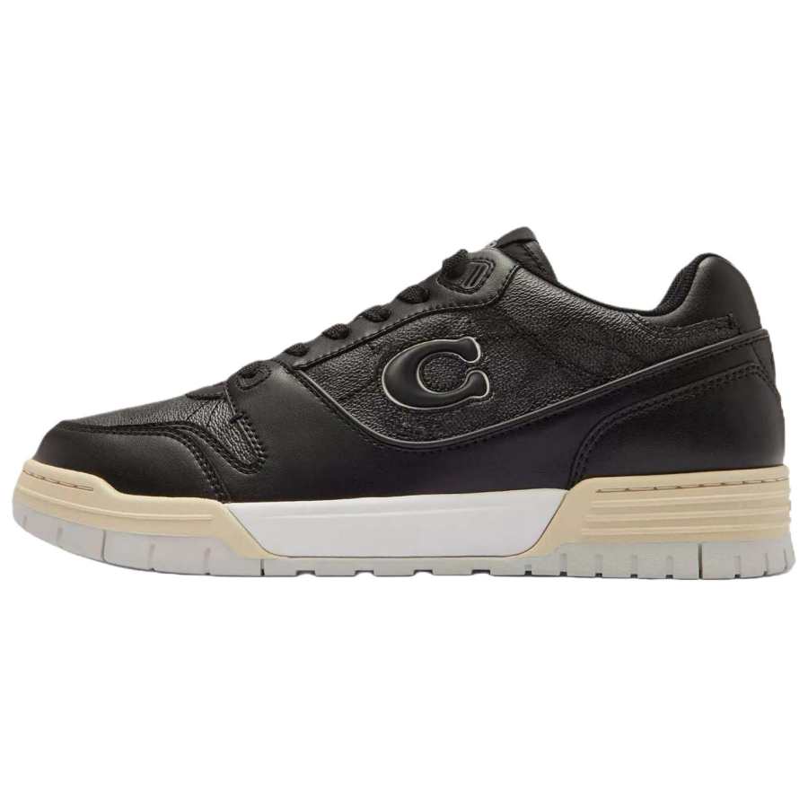 COACH Soho Signature Canvas Leather Low top Skateboard Shoes Men's Black