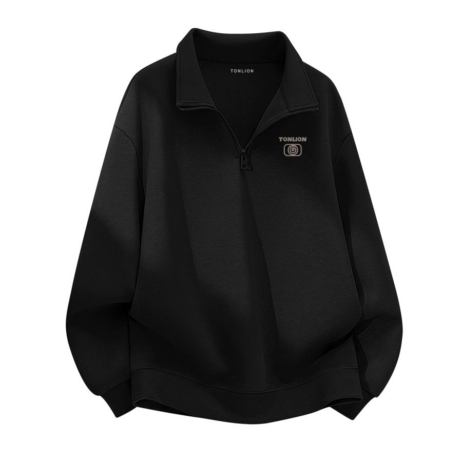 Tonlion Sweatshirts Unisex Stand Collar Moderate Regular