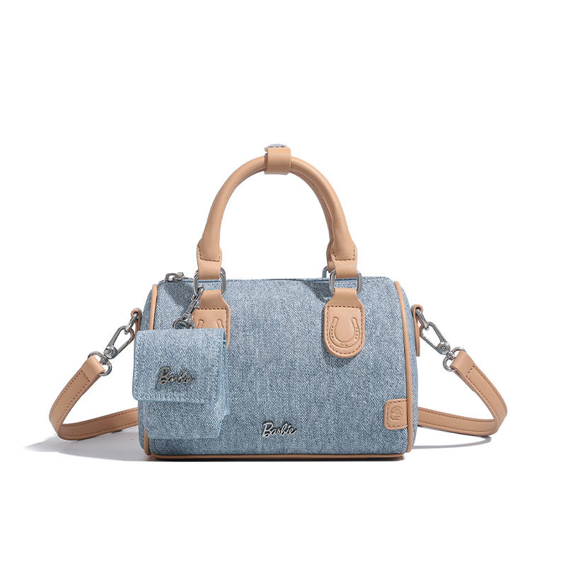 Barbie Synthetic Leather One Shoulder Handbag Women's Denim Blue