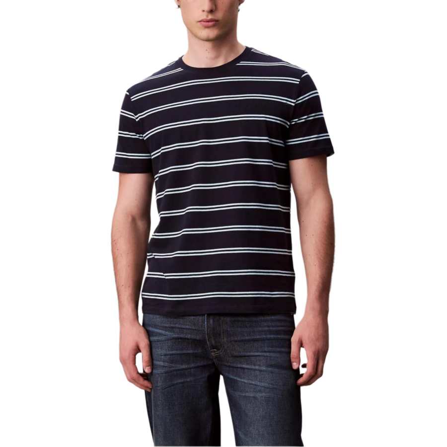Calvin Klein T Shirts Men's Dark Sapphire Blue Crew Neck Moderate