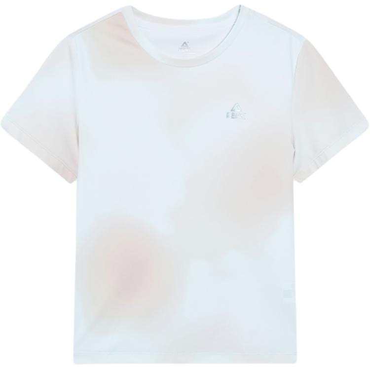 PEAK T Shirts Women's White Light Yellow Crew Neck Moderate Straight Fit