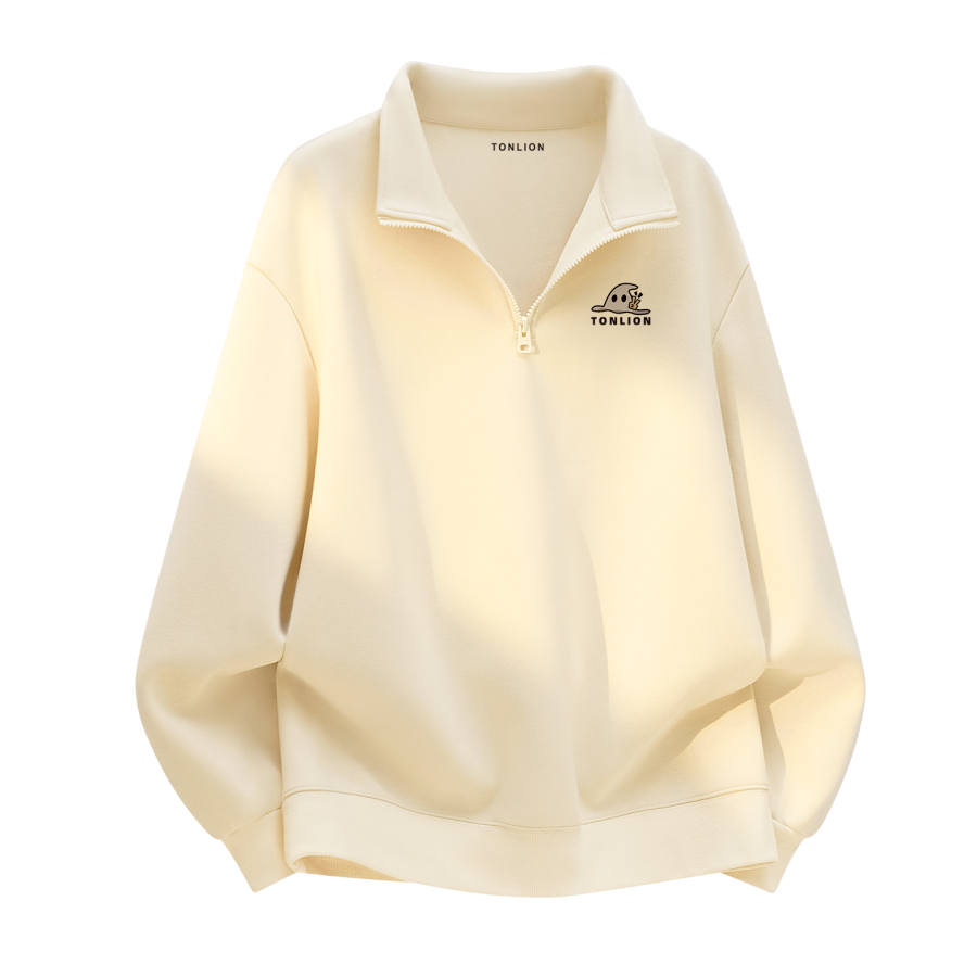 Tonlion Sweatshirts Unisex Stand Collar Moderate Regular