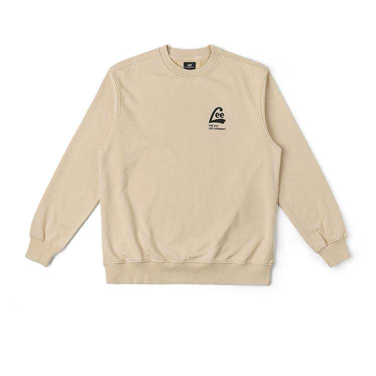Lee Lee Sweatshirts Men's Khaki Crew Neck Moderate Regular