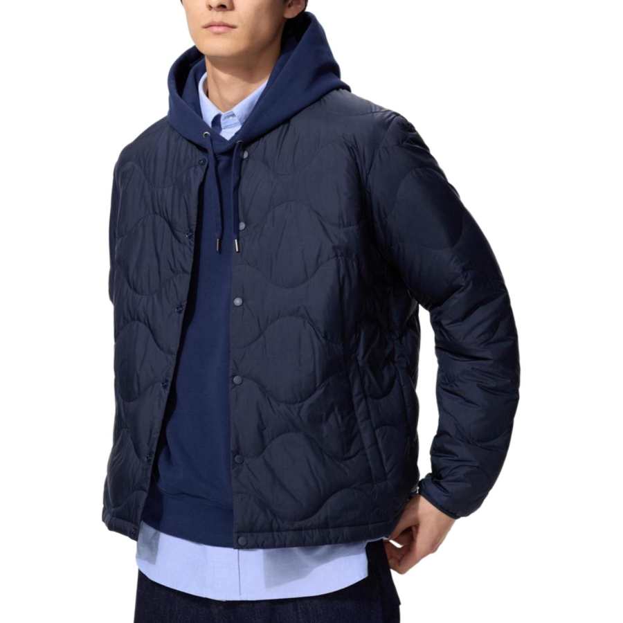 UNIQLO Down Jackets Unisex Navy Blue Crew Neck Moderate