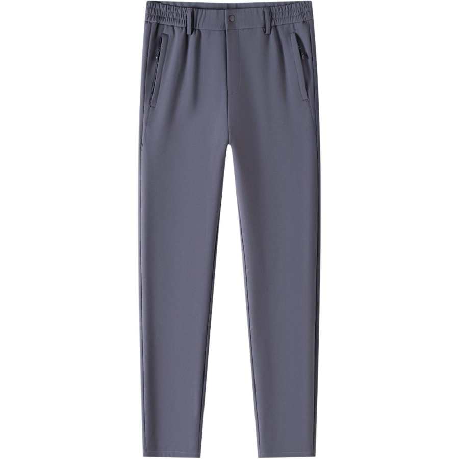 Hodo Casual Pants Men's Gray Thickened And Fleece Lined Straight Fit Pants