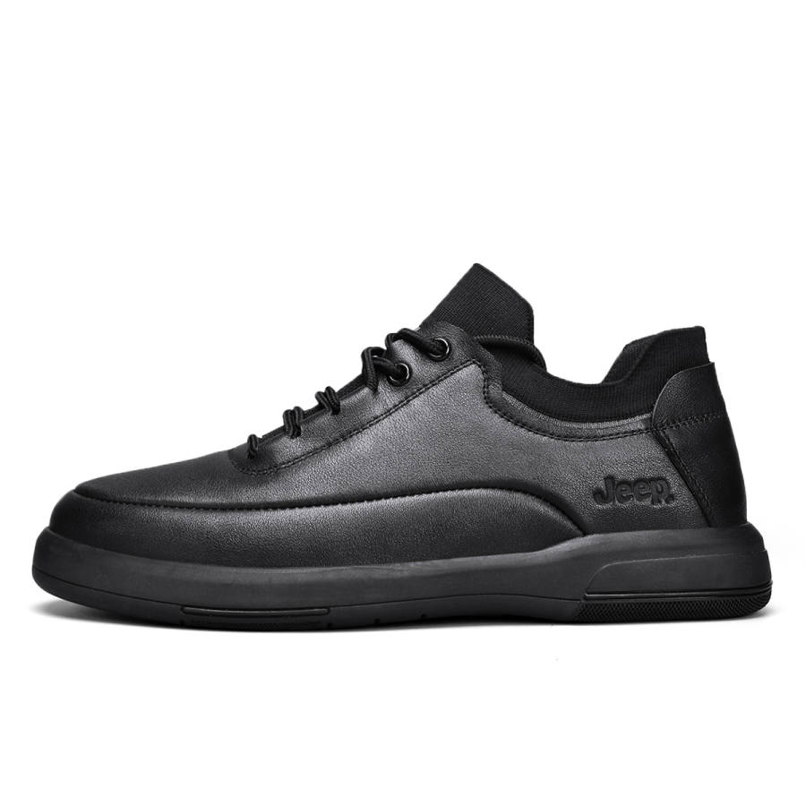 Jeep Cow Leather Abrasion Resistant Breathable Lightweight Height Increasing Low top Casual Shoes Men's