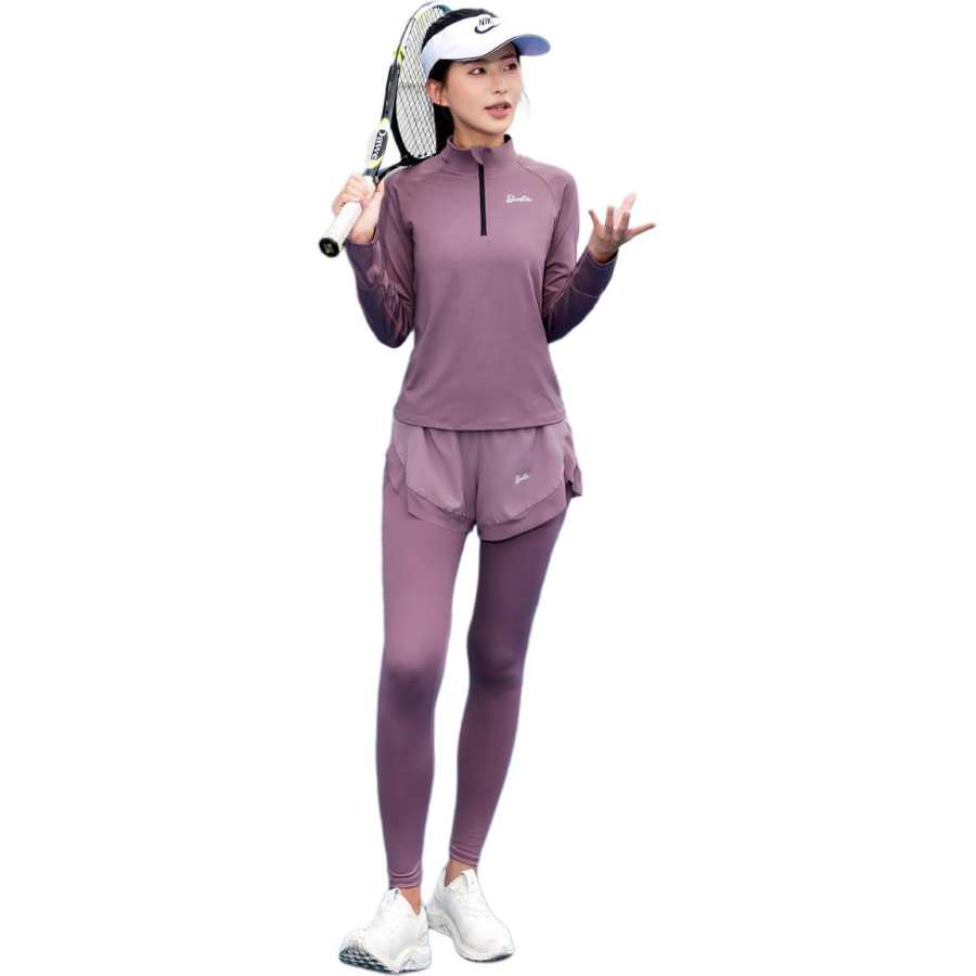 Barbie Fitness Sets Women's Lotus Root Powders Purple Half Turtleneck Moderate