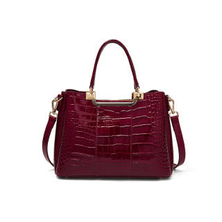 LAORENTOU Top Grain Cow Leather Handbag Regular Women's Red/Black/Brown