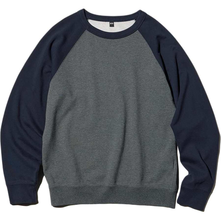UNIQLO Sweatshirts Unisex Dark Blue Crew Neck Moderate