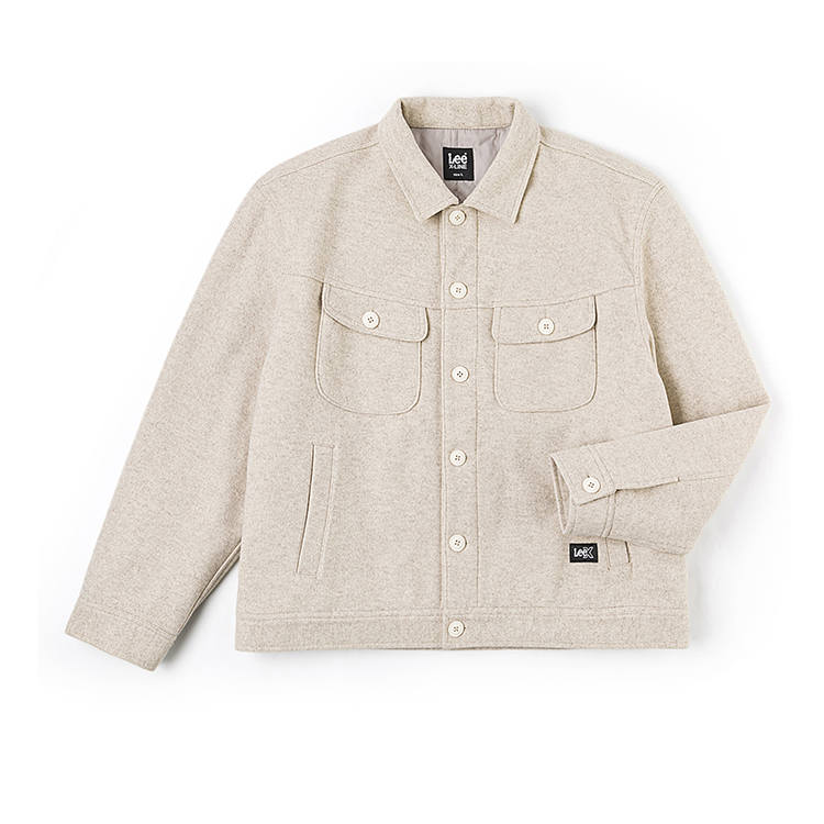 Lee Lee Puffer Jackets Unisex Oat Gray Lapel Moderate Puffer Jacket