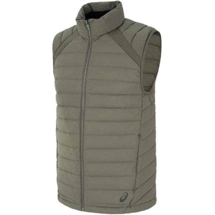 ASICS ASICS Down Vests Men's Army Green Stand Collar Moderate Other