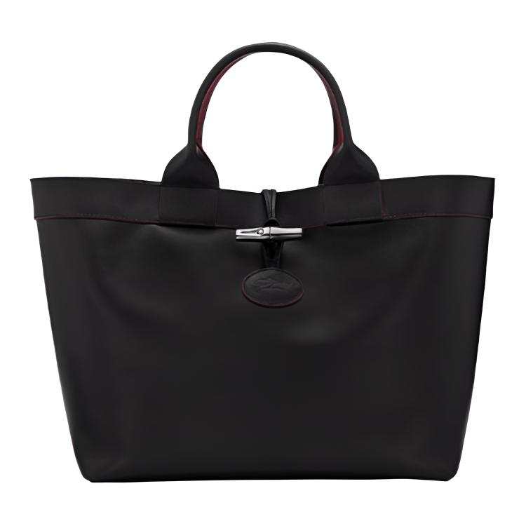LONGCHAMP Le Roseau Cow Leather Tote Handbag Women's Black