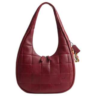 Coachtopia Cow Leather Shoulder Bag Large Women's Dark Red Gemstone