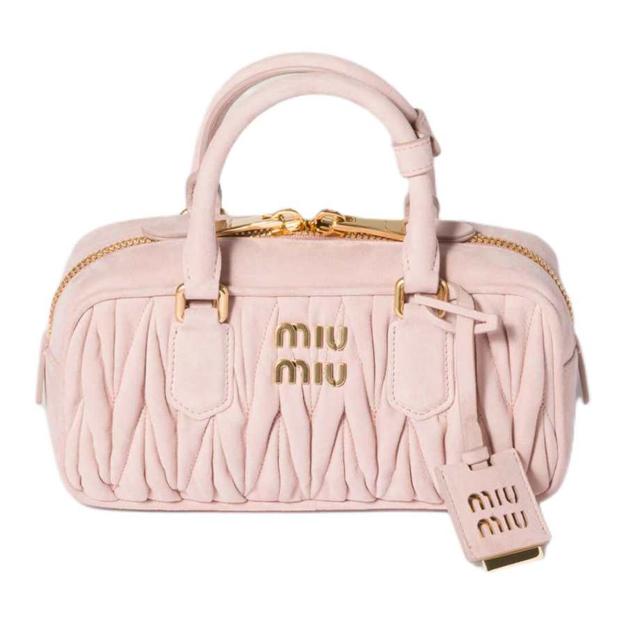 MIU MIU Arcadie Collection Matelassé Leather Handbag Women's Peach