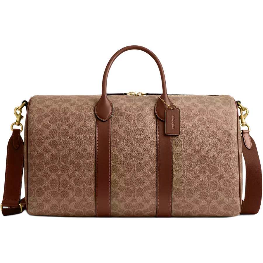 COACH 35L Coated Canvas With Refined Calfskin Travel Bag Women's Brown