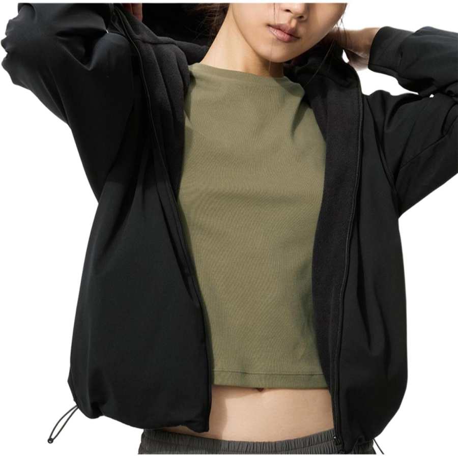 UNIQLO Jackets Women's Black Hooded Moderate Reversible