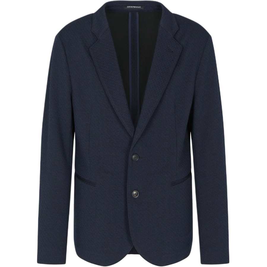 Emporio Armani Single-breasted jacket in a jacquard double jersey knit