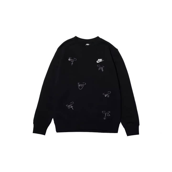 Nike Nike Swoosh Sweatshirts Men's Black Crew Neck Moderate Regular