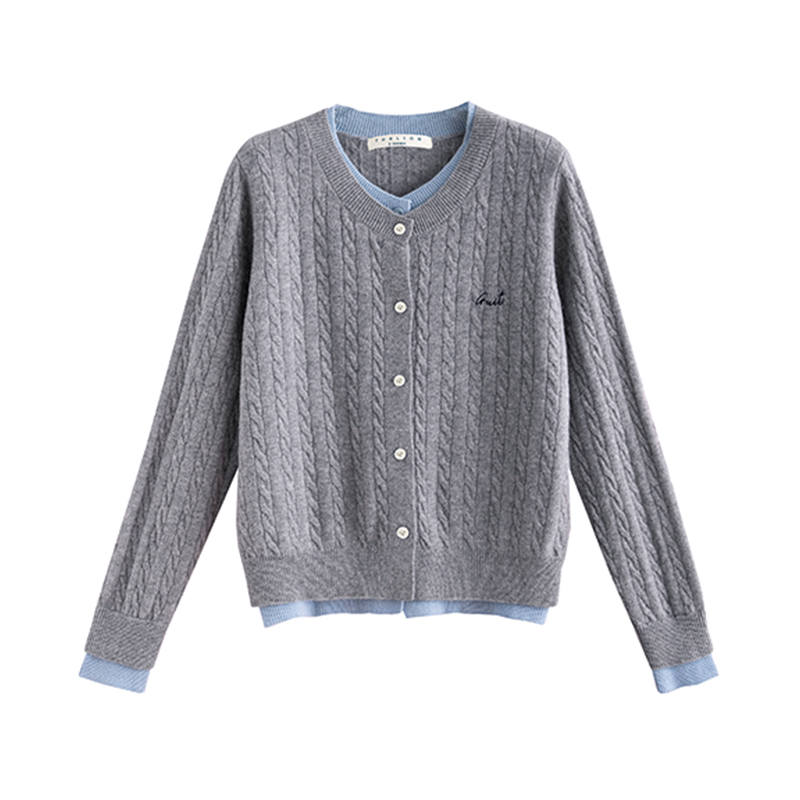 Tonlion Knitwear Women's Light Heather Gray V Neck Moderate