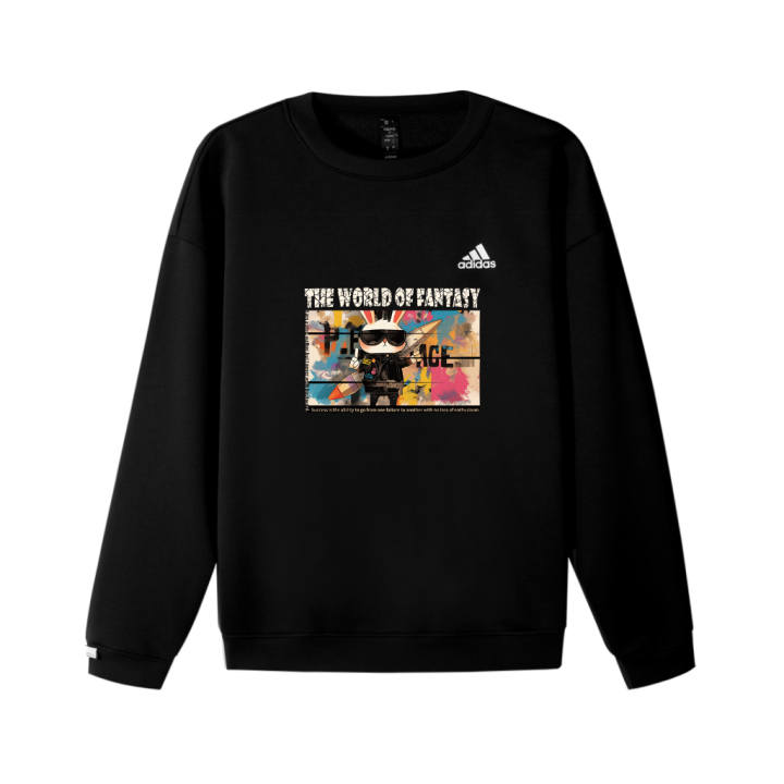 Adidas Adidas LABEL Fleece Lined Peace Rabbit M Logo Printed Pattern Crew Neck Loose Fit Drop Shoulder Pullover Long Sleeved
