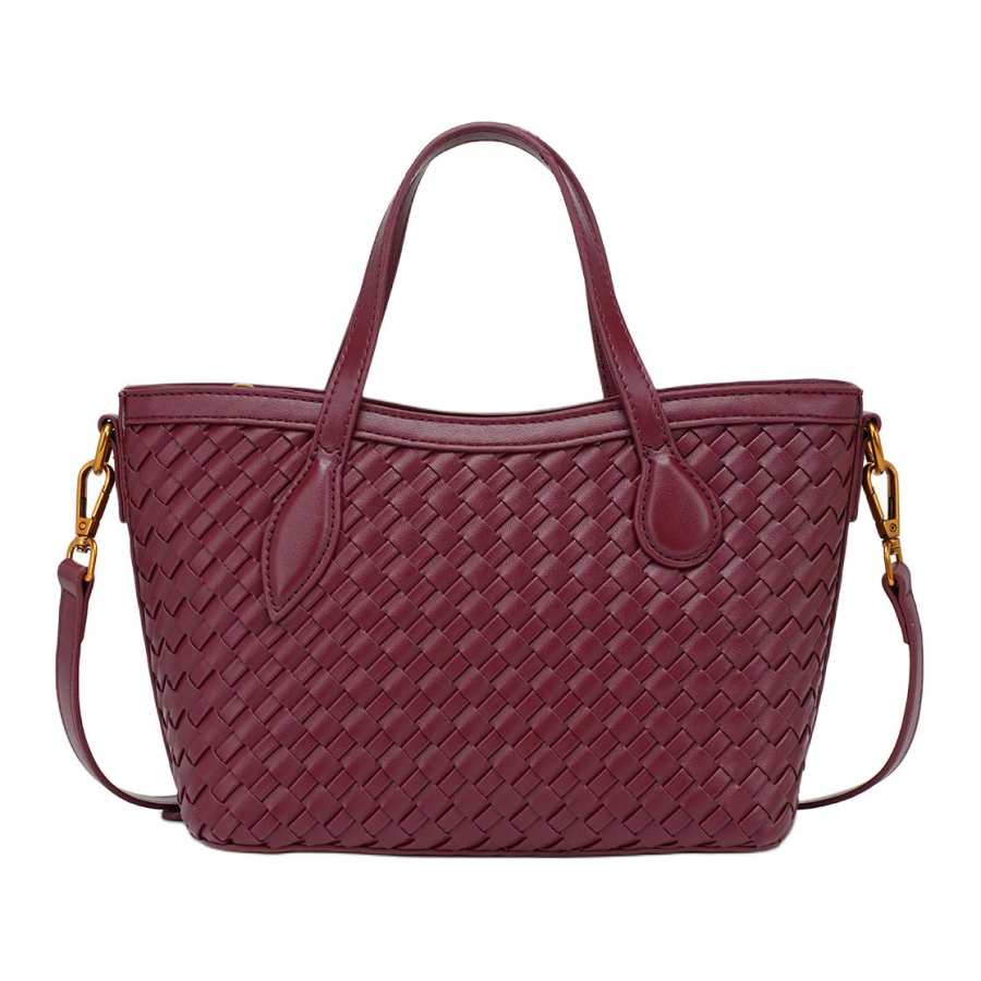 PAYOT Synthetic Leather Tote Bag, Shopping Bag, Handbag Regular Women's Burgundy/Brown/Ecru/Black
