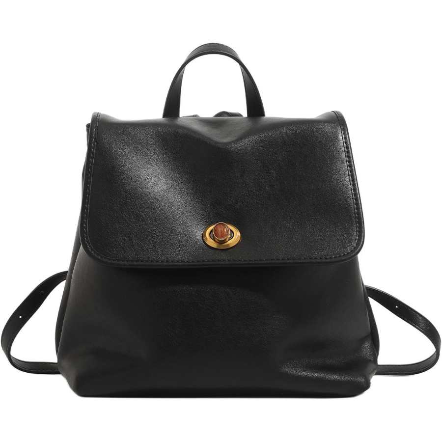 PAYOT PAYOT Synthetic Leather Backpack Regular Women's Deep Black/Beige Gray
