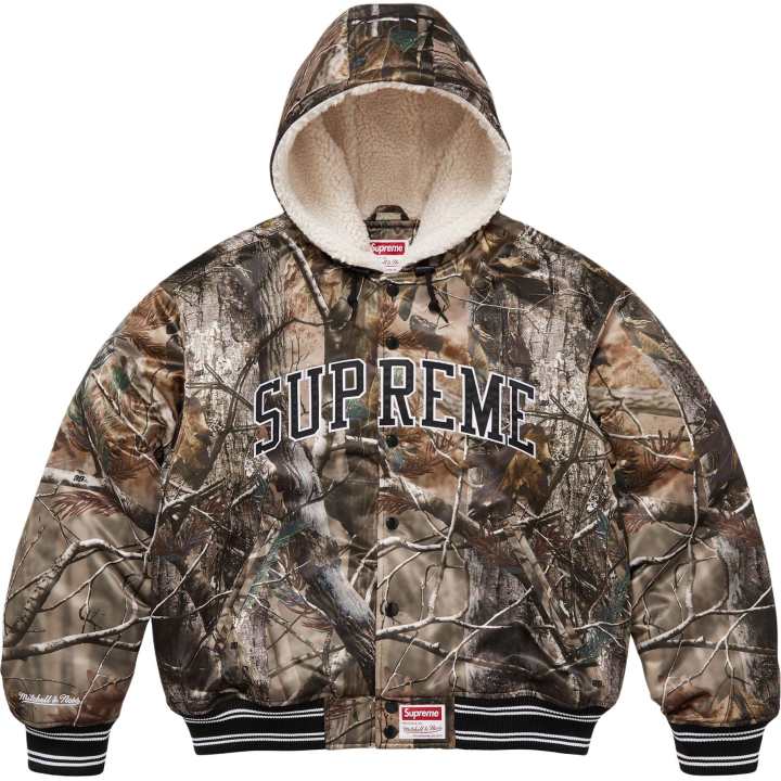 Supreme Supreme x Mitchell & Ness FW25 WEEK11 Lined Hooded Satin Varsity Jacket Unisex