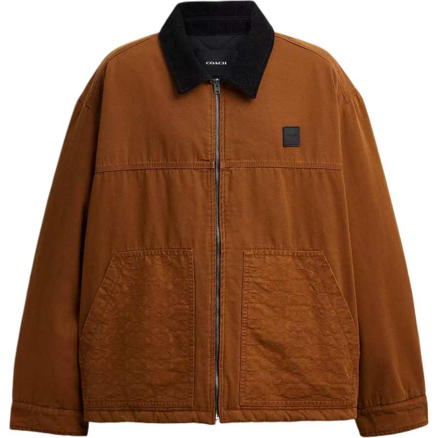COACH COACH Puffer Jackets Men's Brown Lapel Moderate