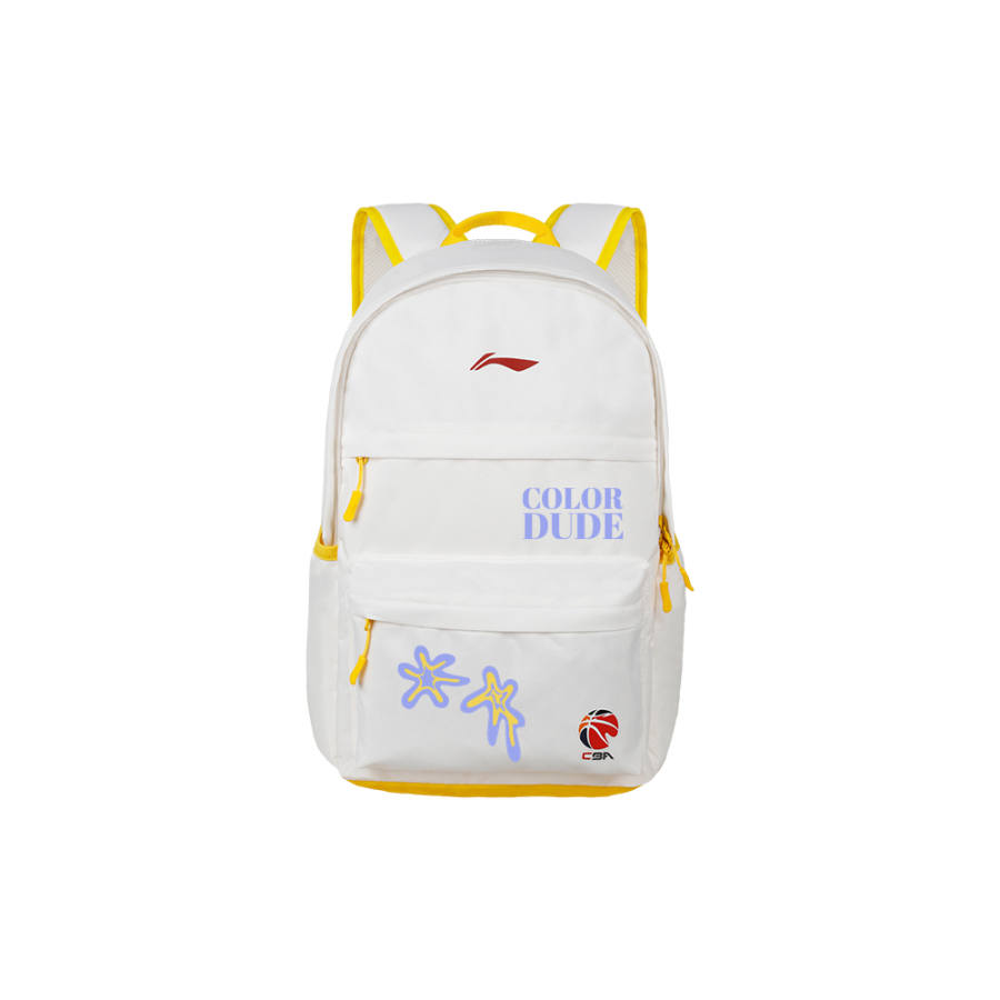 Li-Ning Li Ning Polyester Backpack Unisex White Yellow Bijiang