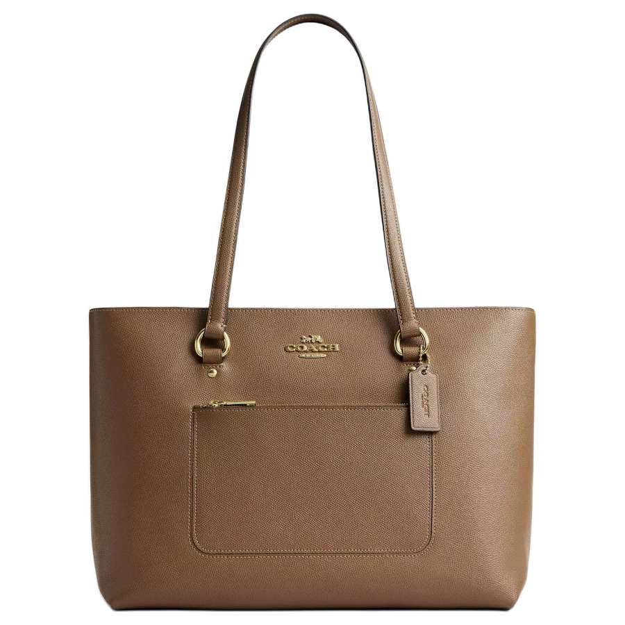 COACH Station Leather Tote Bag, Shopping Bag, Shoulder Bag Large Women's Dark Stone Color
