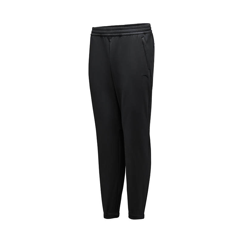 ANTA Knitted Sweatpants Men's Black Moderate Cuffed Pants