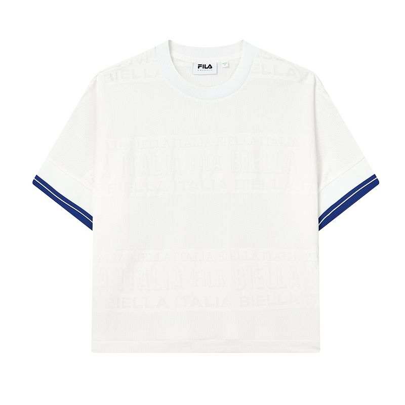 FILA T Shirts Women's White Polo Collar Moderate Straight Fit