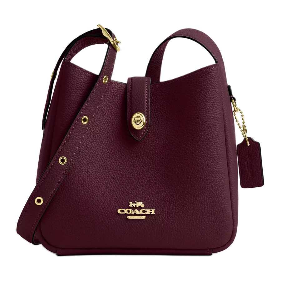 COACH Hadley Cow Leather Crossbody Bag, Shoulder Bag Mini Women's Dark Red