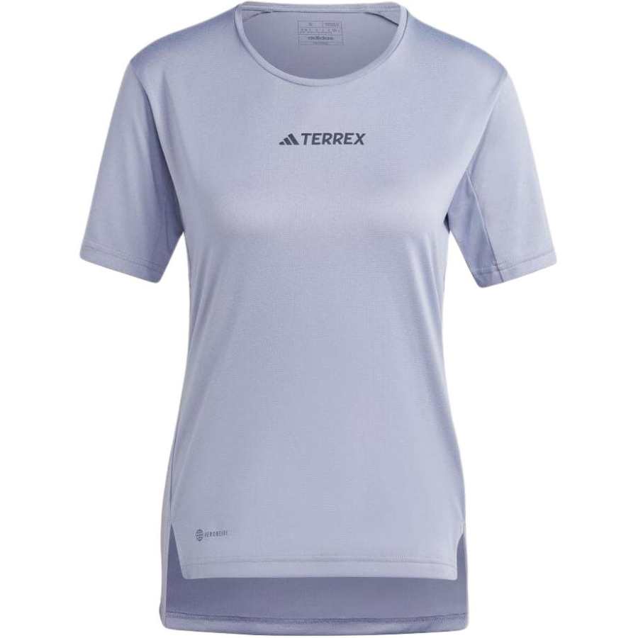 Adidas Adidas Terrex T Shirts Women's Silver Purple Crew Neck Moderate Straight Fit