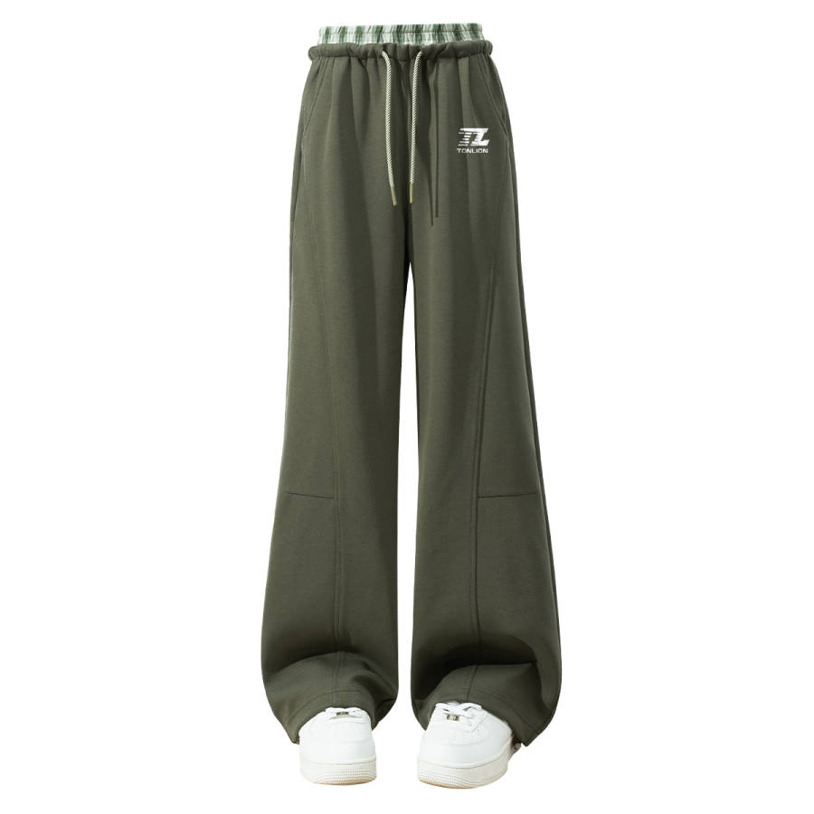Tonlion Casual Pants Unisex Moderate Wide Leg Pants