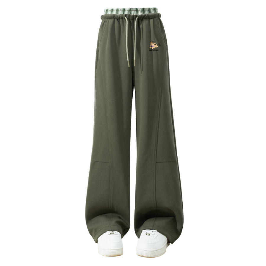 Tonlion Casual Pants Unisex Moderate Wide Leg Pants