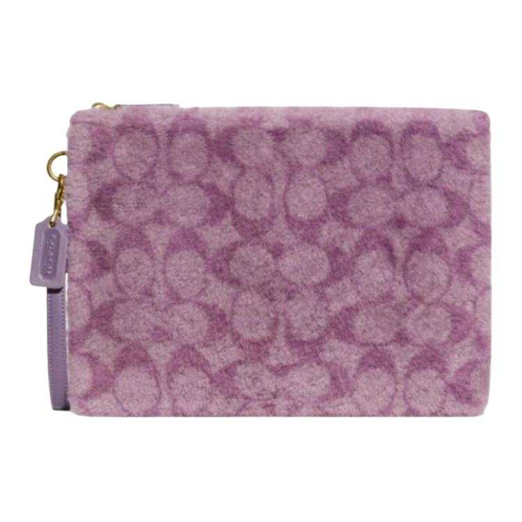 COACH Charter Shearling Clutch Large Women's Purple