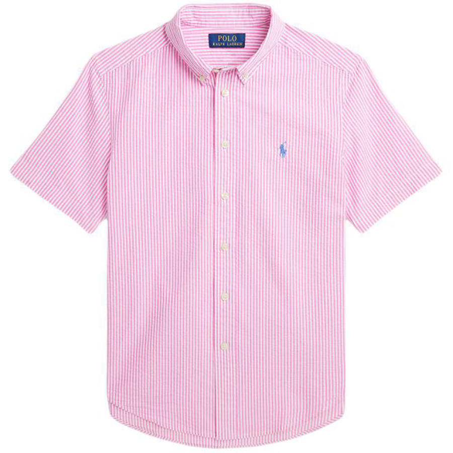 Polo Ralph Lauren Stripes Multicolor Brand Logo Casual Shirt Summer Teenagers Rose Pink