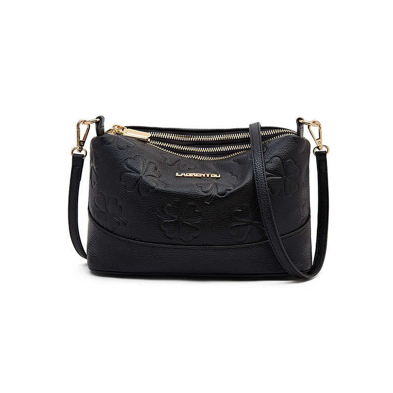 LAORENTOU Top Grain Cow Leather Shoulder Bag, Crossbody Bag Women's Black