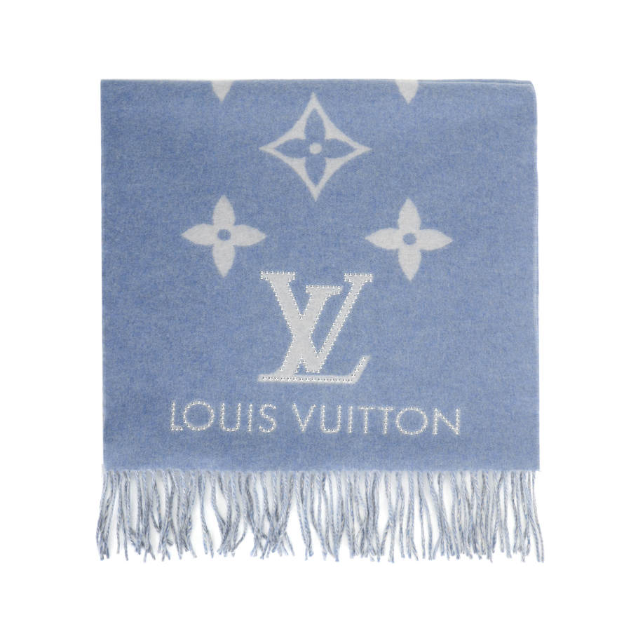 LOUIS VUITTON Studdy Reykjavik Cashmere Knit Scarves Women's Blue