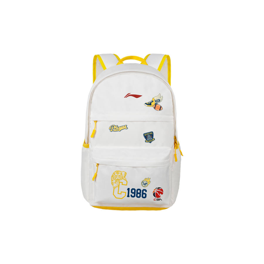 Li-Ning Li Ning CBA Collection Polyester Backpack Regular Unisex White Yellow