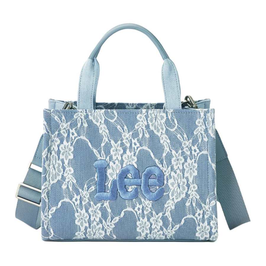 Lee Fabric Handbag, Crossbody Bag, Shoulder Bag Women's Lace Blue White