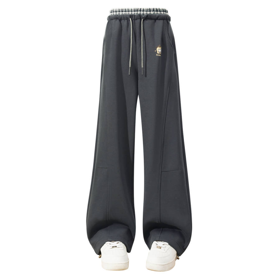 Tonlion Casual Pants Unisex Moderate Wide Leg Pants