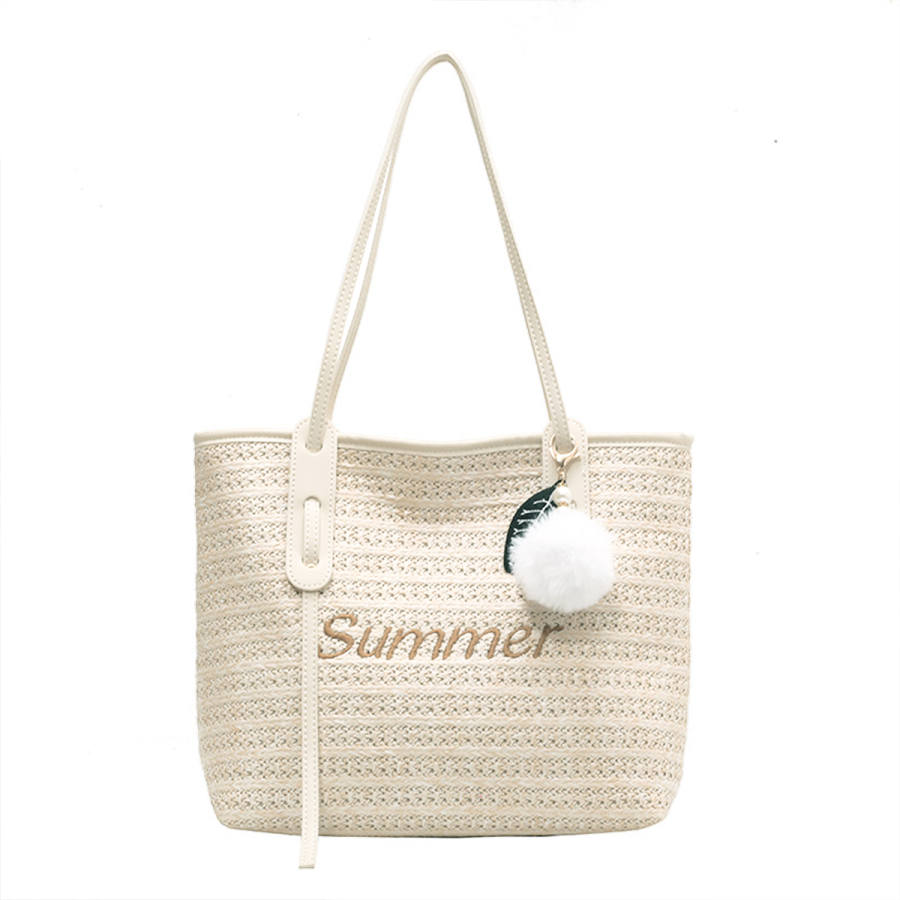 LAORENTOU Fabric Shoulder Bag Regular Women's White/Brown