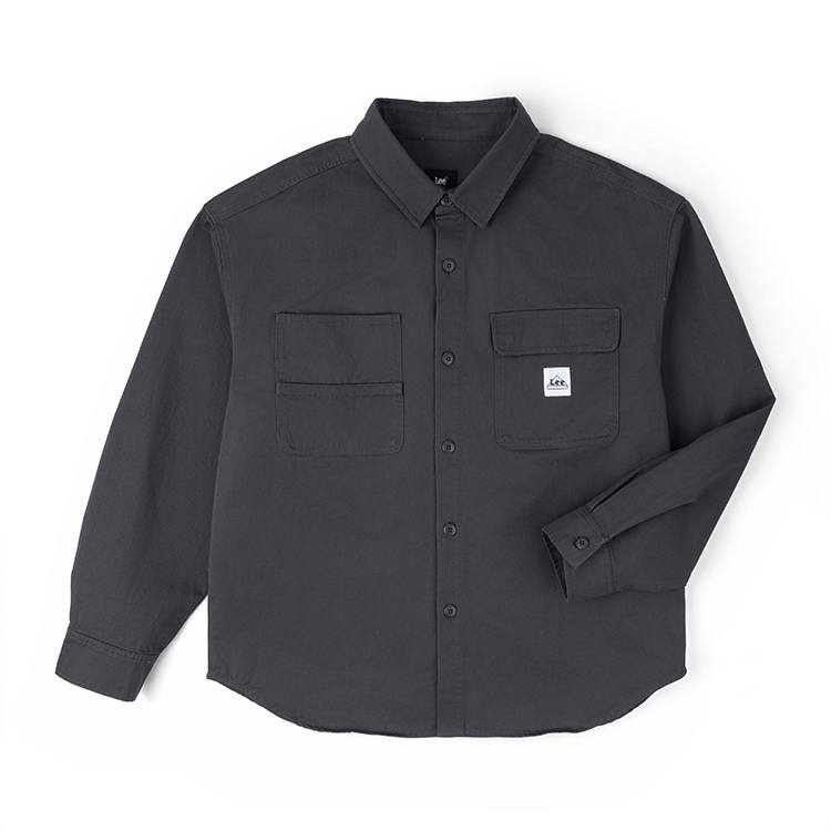 Lee Lee Shirts Men's Iron Gray Lapel Moderate Workwear
