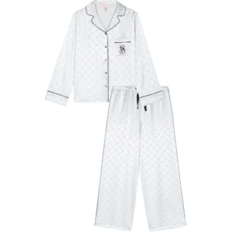Victoria's Secret Pajama Set Women's Light Blue Diamond Pattern
