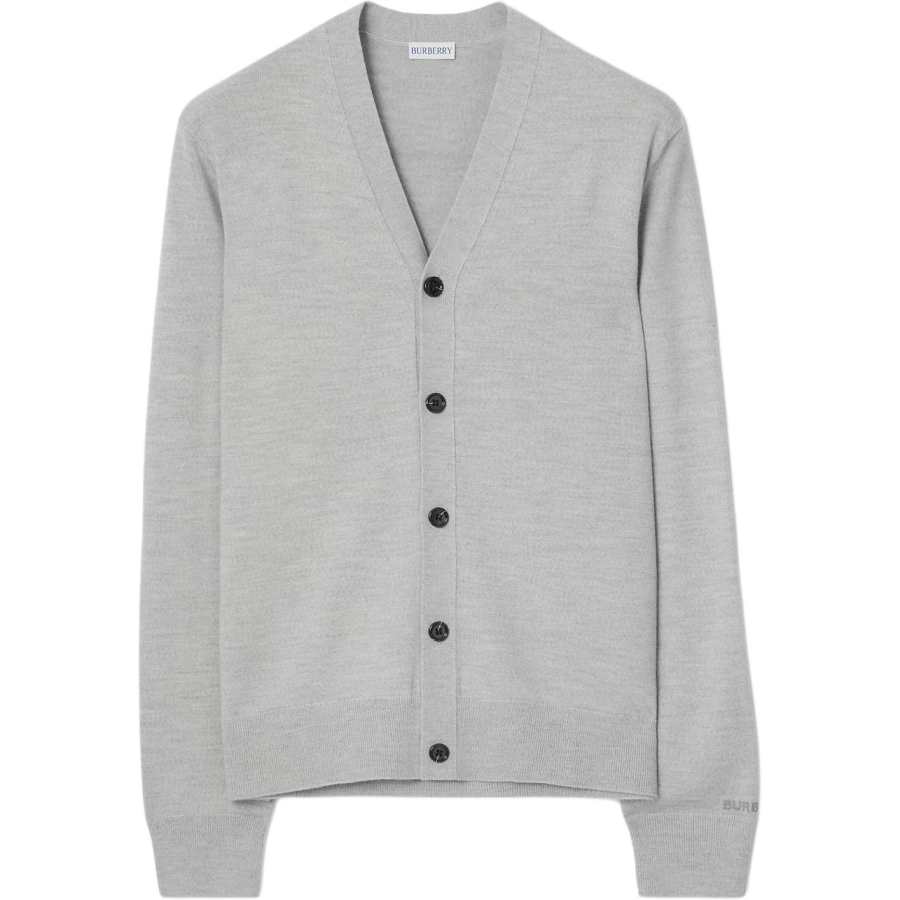 Burberry Sweaters Men's Gray V Neck Moderate Straight Fit