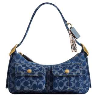 Coachtopia Fabric One Shoulder Handbag Large Women's Denim