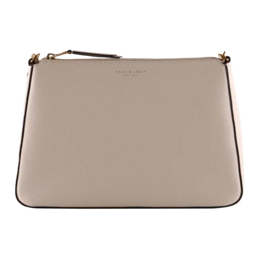 TORY BURCH Perry Litchi Grain Leather Shoulder Bag Small Women's Light Cream