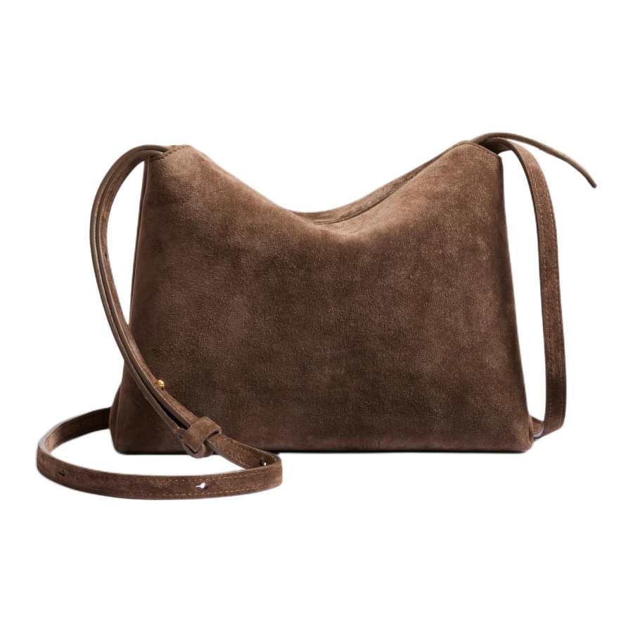 KHAITE Suede Calfskin Crossbody Bag, Shoulder Bag Women's Khaki